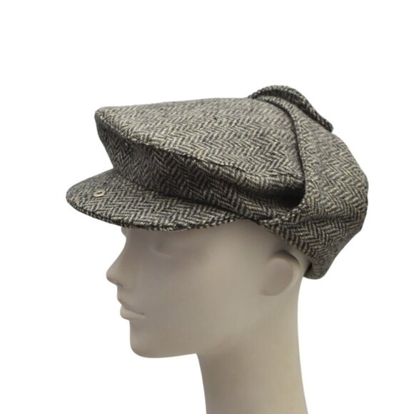 Hanna Hats L L Bean Tweed Donegal Touring Cap With Ear Flaps Mens L Black White - Picture 7 of 12